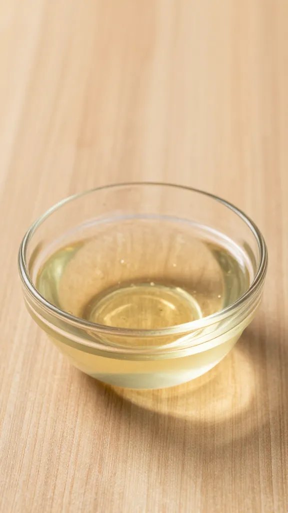 small glass bowl of apple cider vinegar on wood