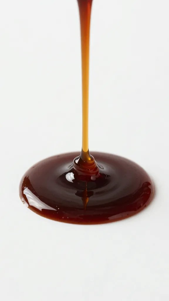 Molasses drizzle into dark barbecue sauce