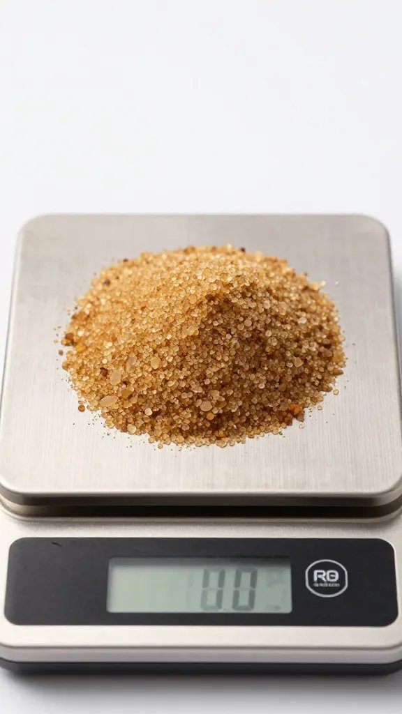 Brown sugar mound on a digital scale