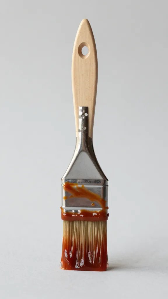 single basting brush coated in thick BBQ sauce