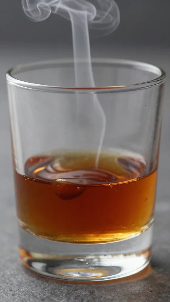 closeup whiskey glass with smoky BBQ sauce glaze