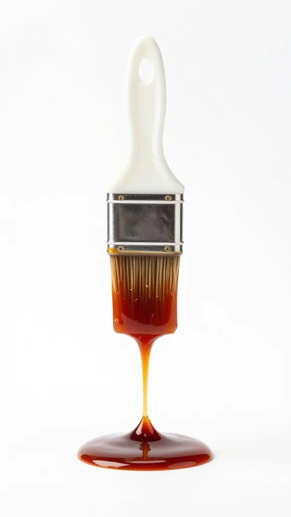 single basting brush dripping bbq sauce, white backdrop