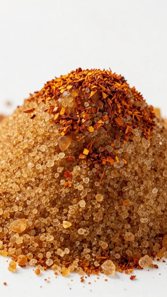 brown sugar mound with smoked paprika dusting, macro