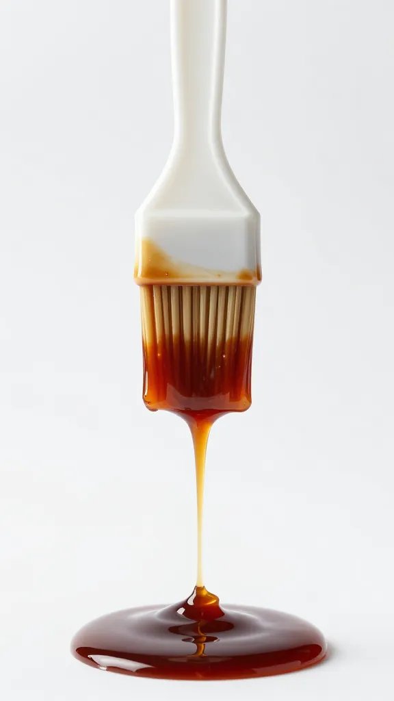 Basting brush dripping yogurt BBQ marinade, studio lighting