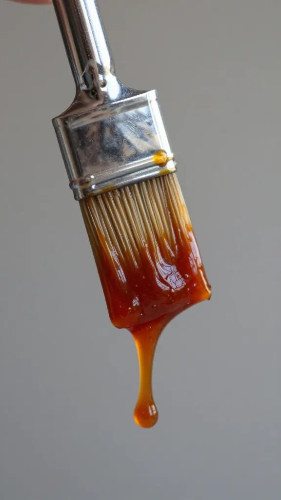 single basting brush dripping tangy bbq sauce