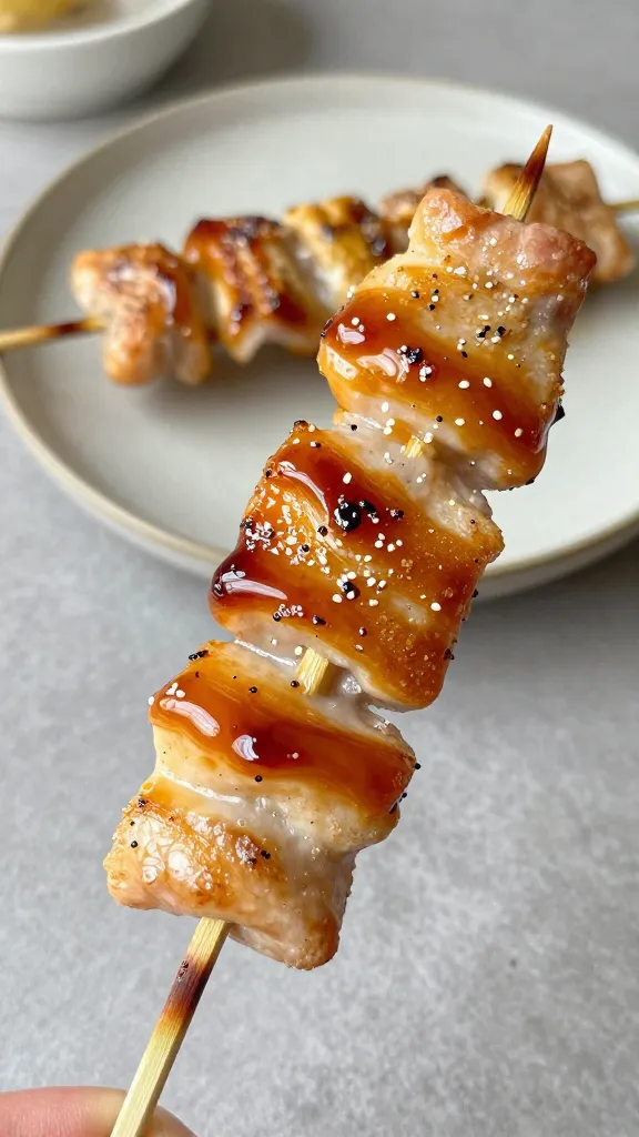 yakitori skewer brushed with gluten-free marinade