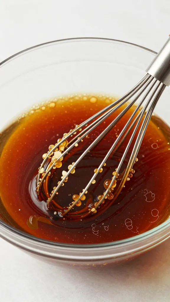 whisk miing coconut aminos marinade in glass bowl