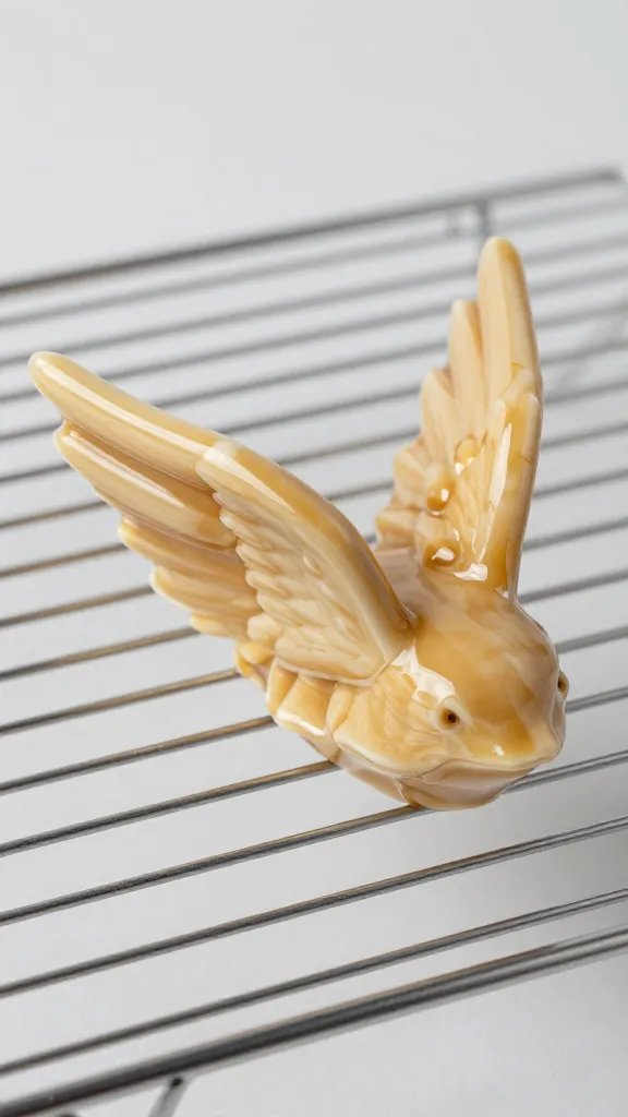 single brushed wing on wire rack, glossy sugar-free glaze