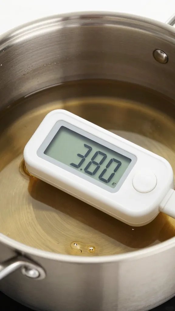 digital thermometer in simmering glaze, stainless pot