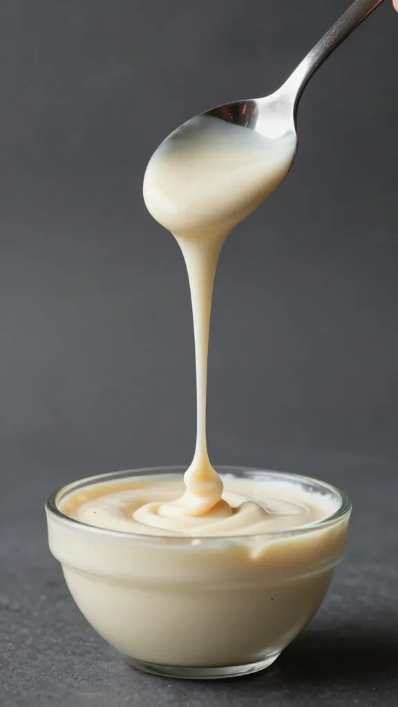 spoon dripping Alabama white BBQ sauce, studio lighting