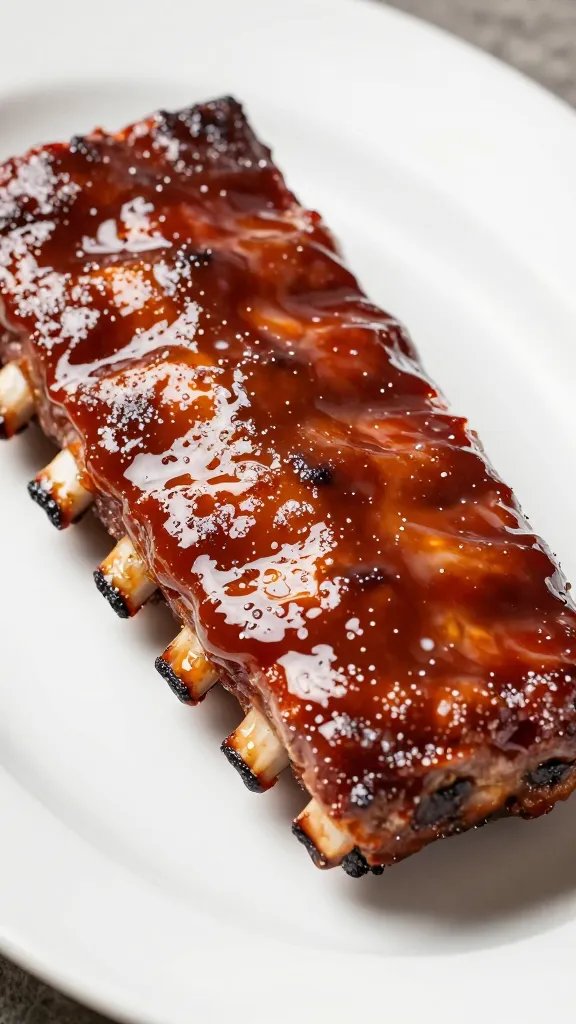 Brushed rack of ribs with glossy sugar-free KC sauce