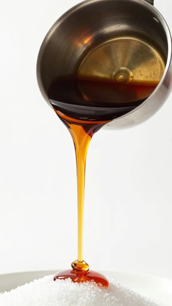 Ladle pouring thick sugar-free KC sauce in stream