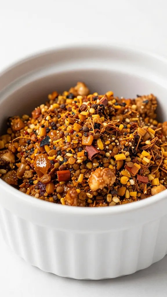 spice rub in ramekin for chicken prep, tight shot