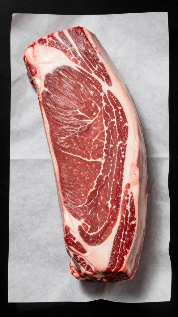 single raw packer brisket on butcher paper, trimmed surface