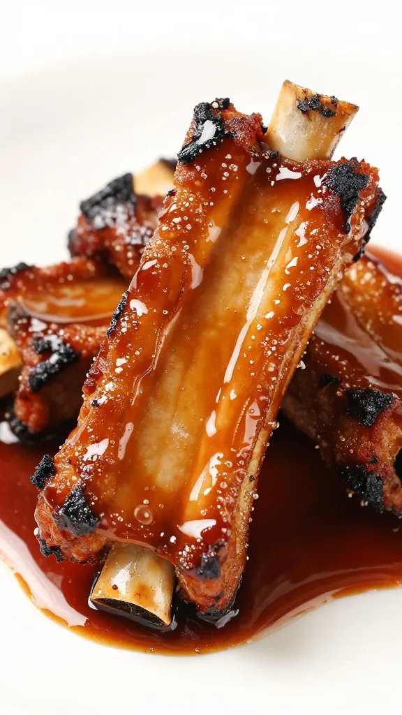 charred pork rib bone lacquered with tangy mop sauce