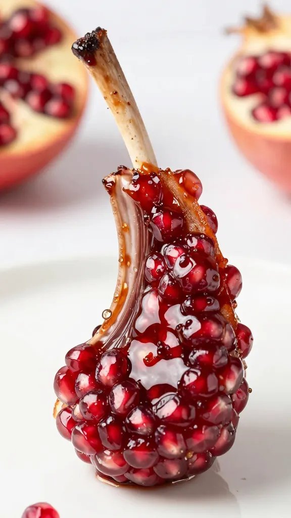 lamb chop closeup with pomegranate-molasses bbq glaze