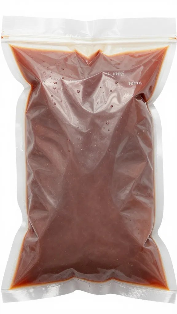 sealed bag with one thigh marinating, condensation closeup