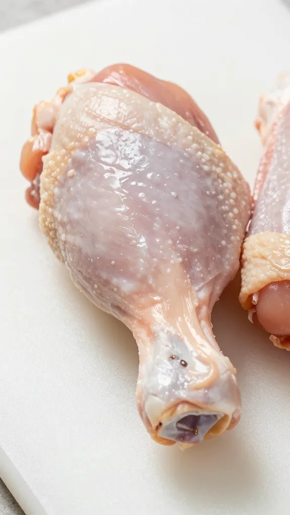 boneless chicken thigh closeup on white cutting board
