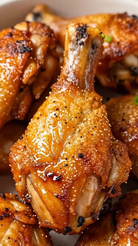 Closeup grilled bone-in chicken thigh with crispy skin