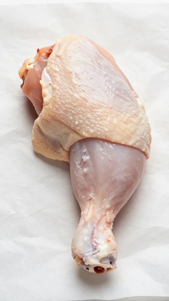 Single boneless chicken thigh on butcher paper