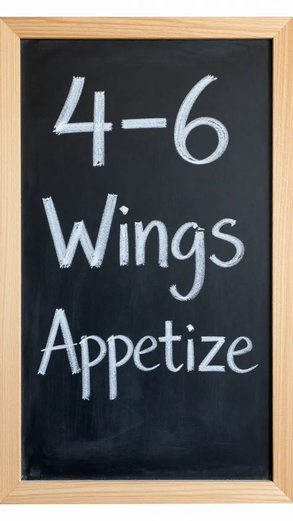chalkboard sign reading 4–6 wings appetizer portion