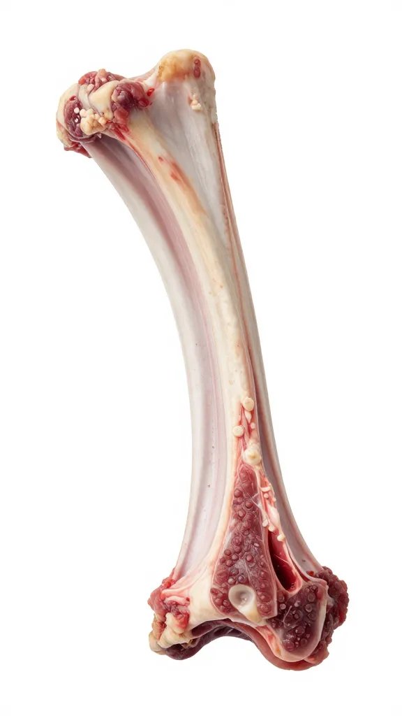 Single rib bone with smoke ring, macro shot
