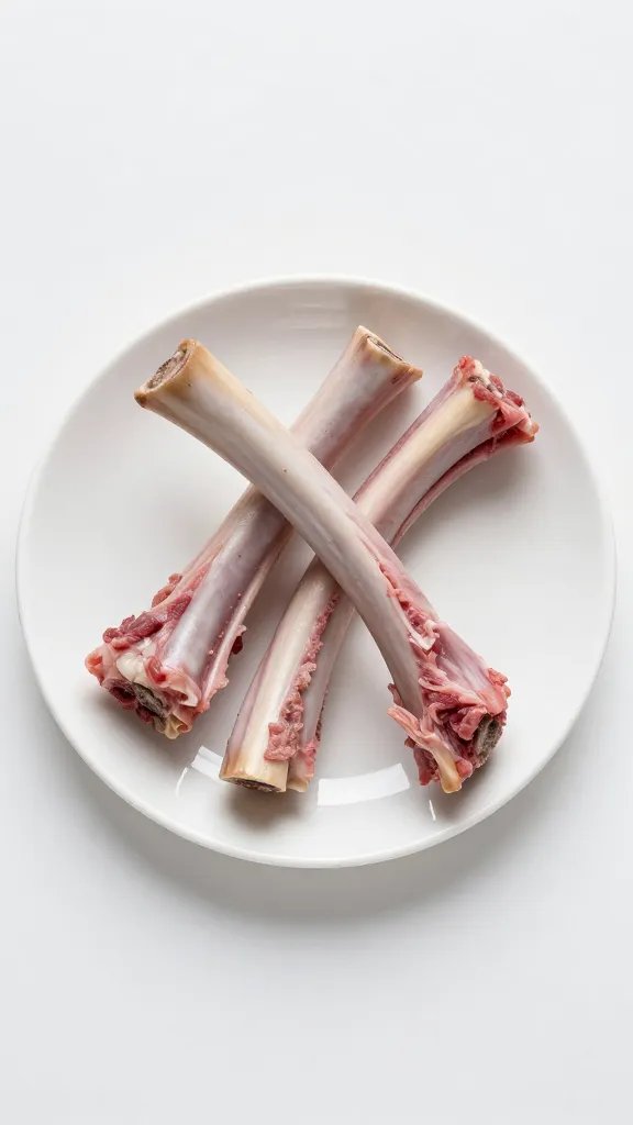 Single serving: three rib bones on small plate
