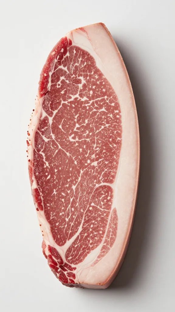 single brisket flat with intact fat cap, raw, overhead