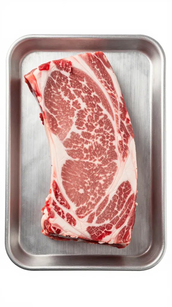 bone-in pork butt with visible marbling on tray