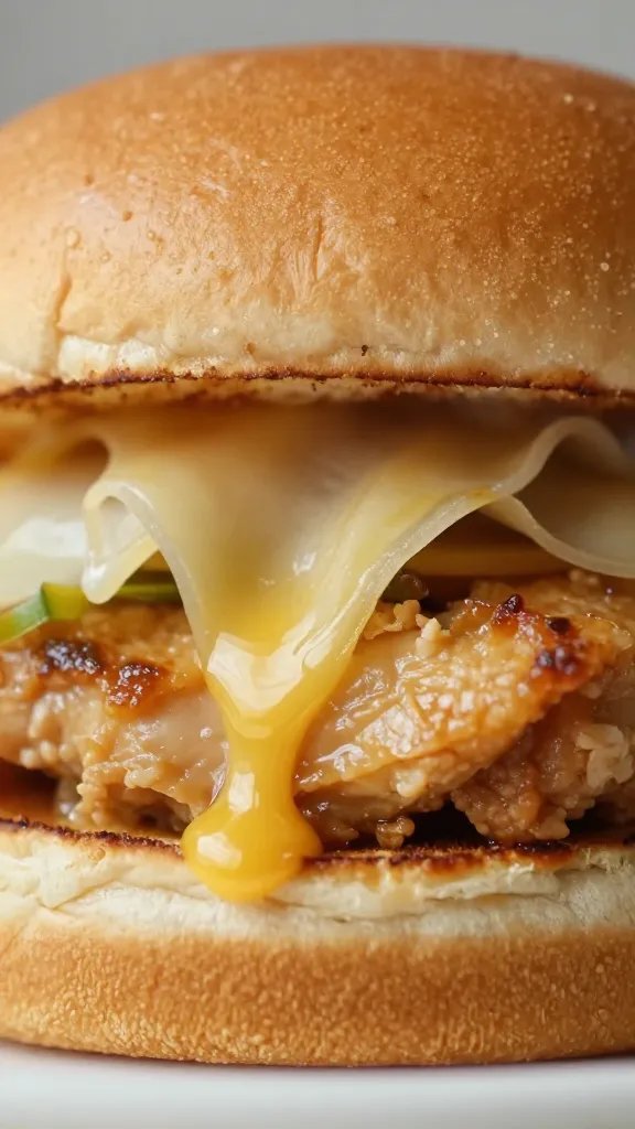 closeup of pulled chicken slider on brioche bun
