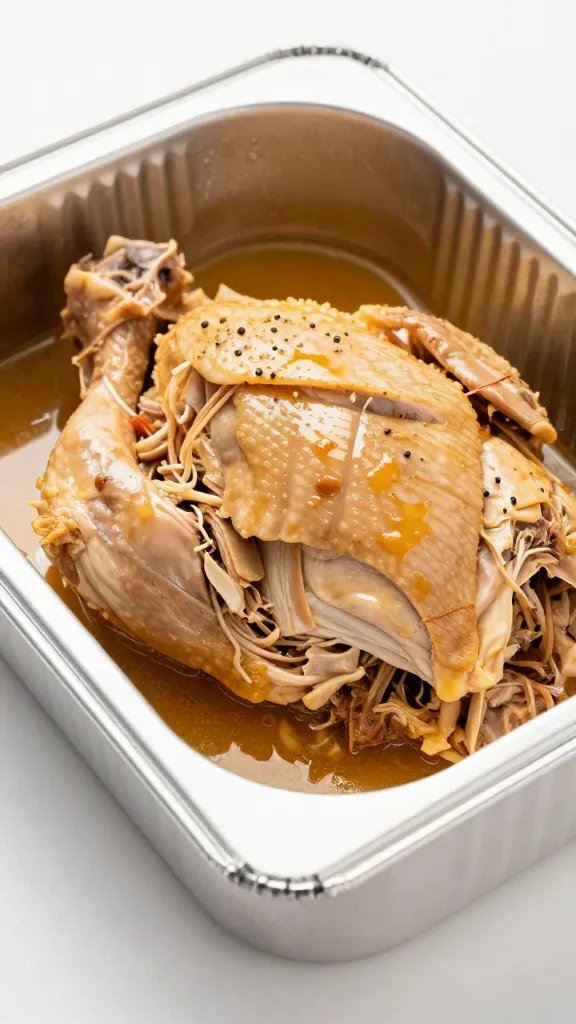 aluminum half pan of pulled chicken for buffet station