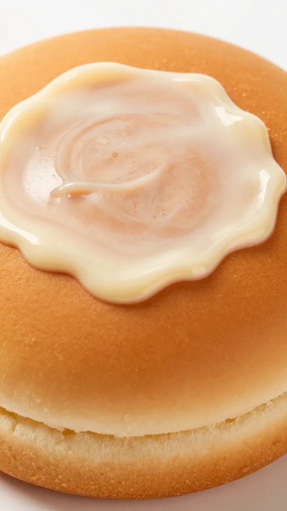 Closeup of kid-sized burger bun with light sauce spread