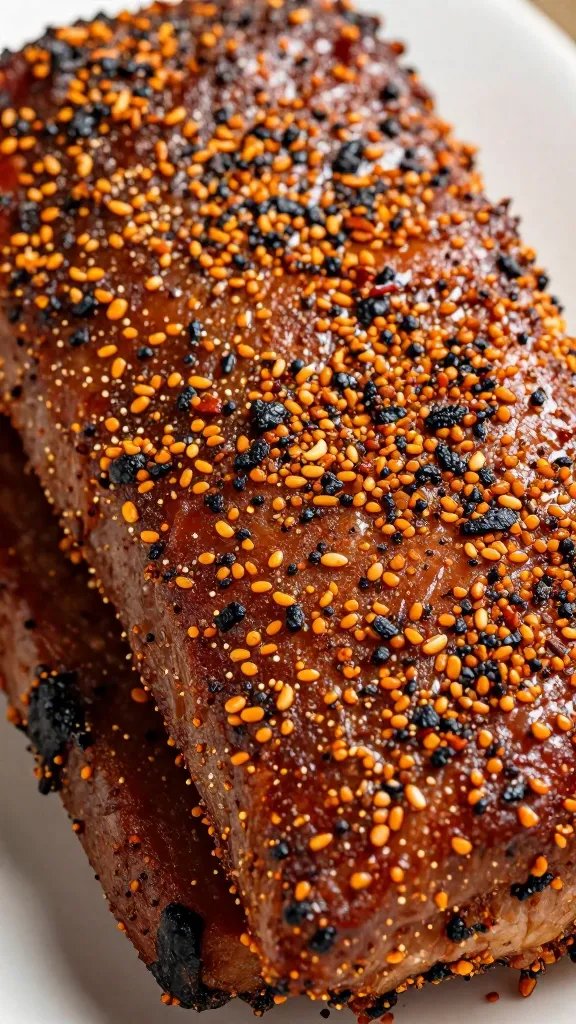 Closeup of pork shoulder coated in kid-friendly dry rub
