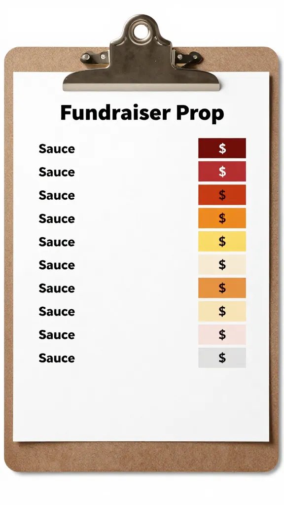 clipboard fundraiser prep sheet with sauce quantities highlighted