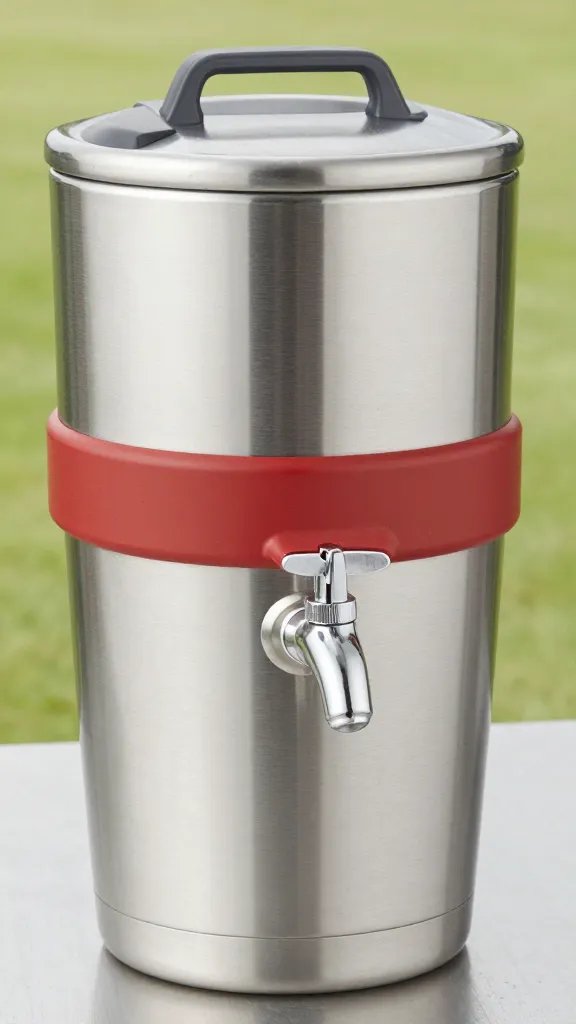 insulated cambro spigot dispensing warm barbecue sauce stream