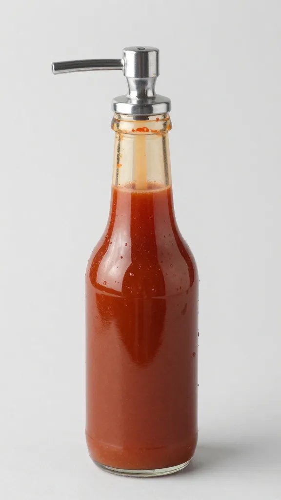 single dispenser pump of hot sauce for BBQ station