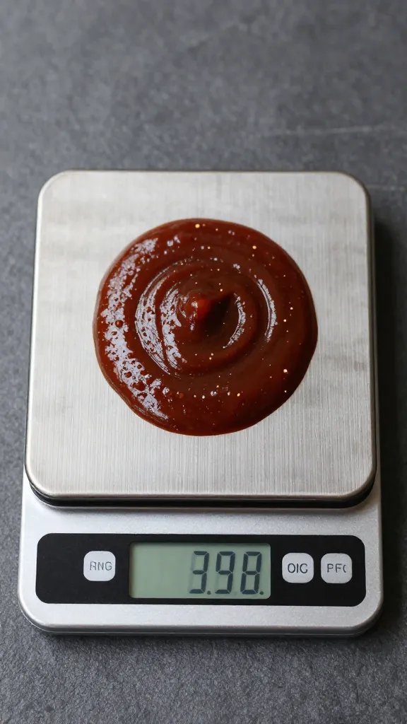 digital kitchen scale weighing 2 ounces barbecue sauce