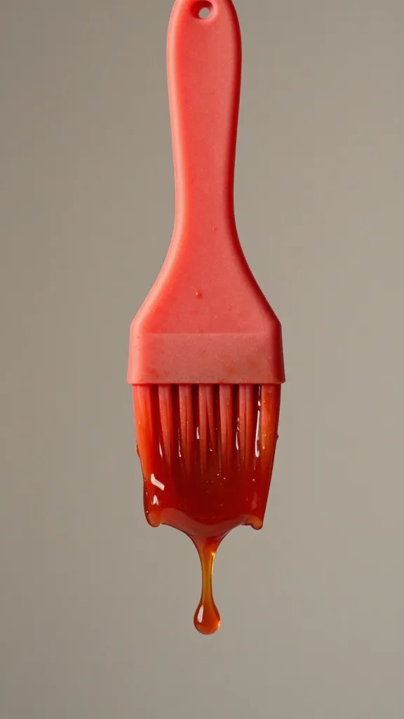 silicone basting brush dripping red barbecue sauce