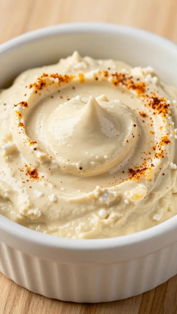 ramekin of remoulade with smoky paprika dusting, macro