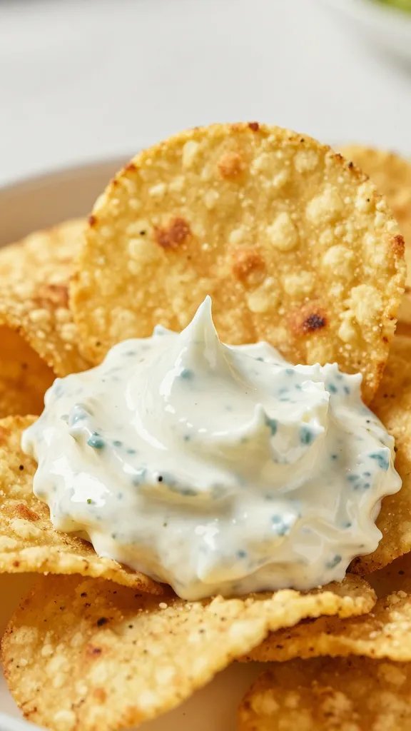 toasted tortilla chip scooping remoulade, tight macro