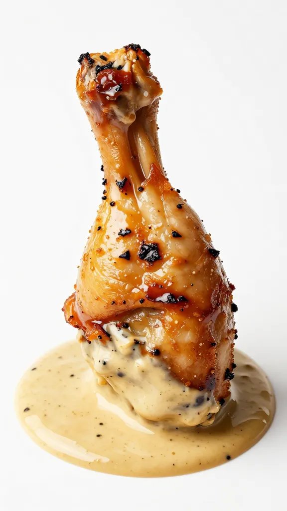 Single grilled drumstick dipped in smoky ranch sauce