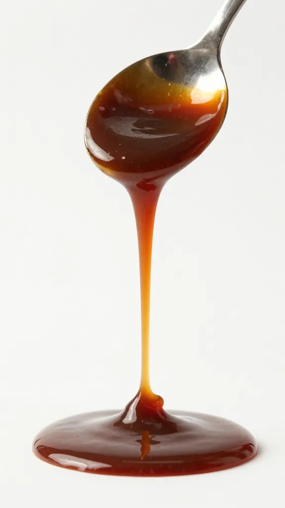 Spoon dripping smoky ranch BBQ sauce, studio lighting