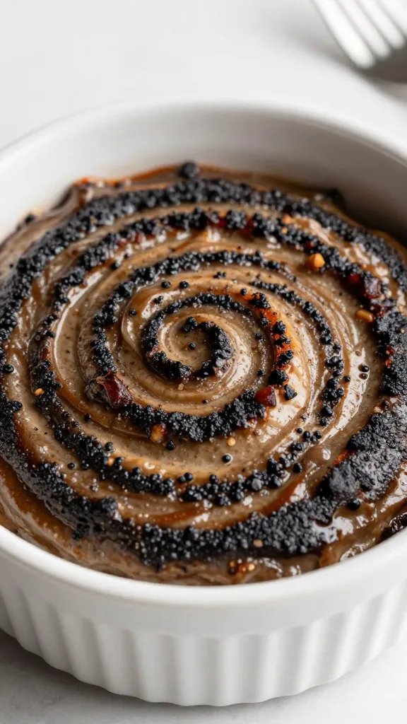 Swirl texture of smoky ranch BBQ in ceramic ramekin