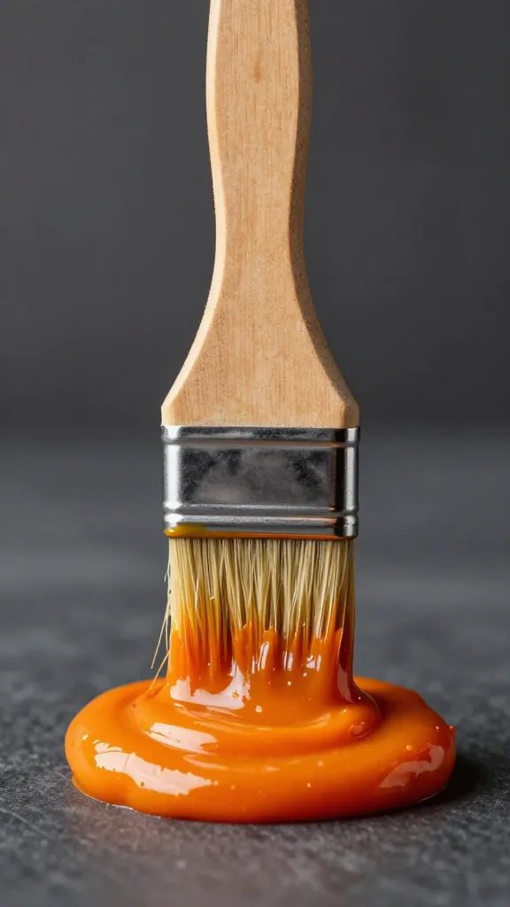 wooden basting brush coated in bbq aioli
