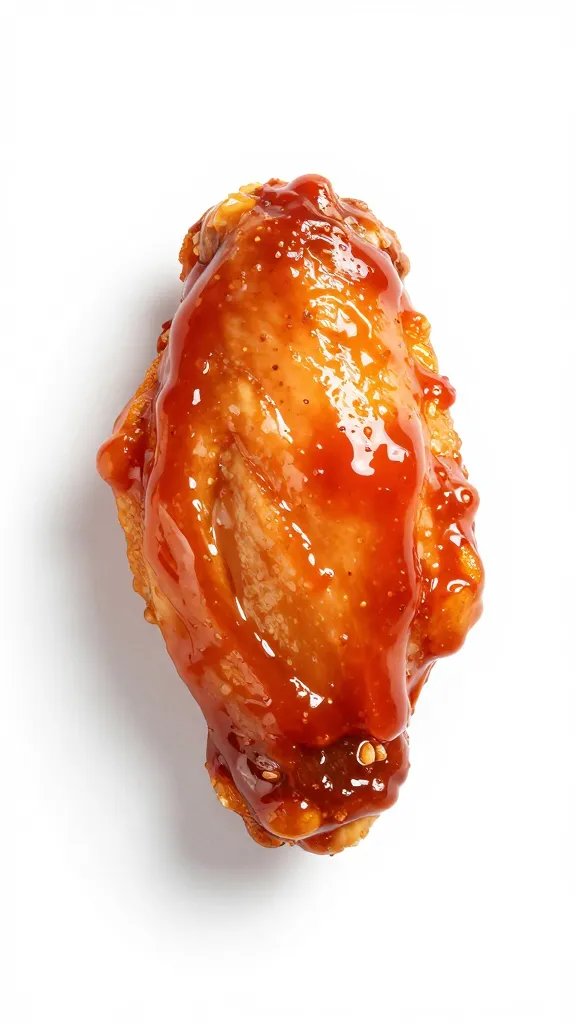single glazed chicken wing with emergency bbq sauce