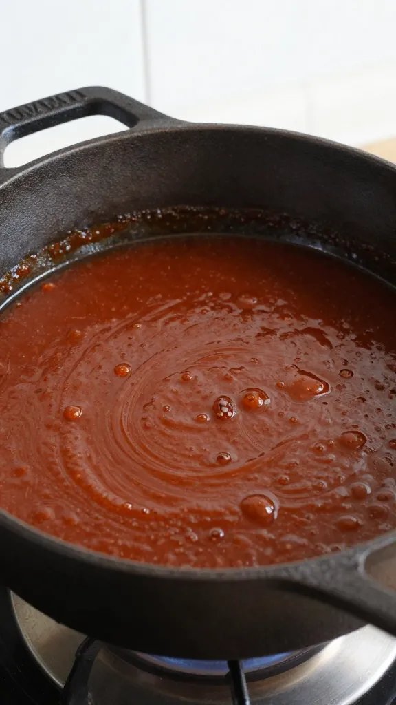 cast-iron saucepan simmering emergency bbq sauce