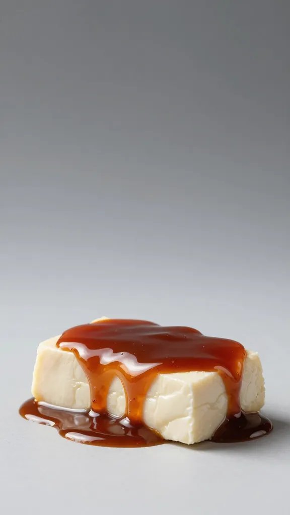 tofu slab lacquered with emergency bbq sauce, studio light