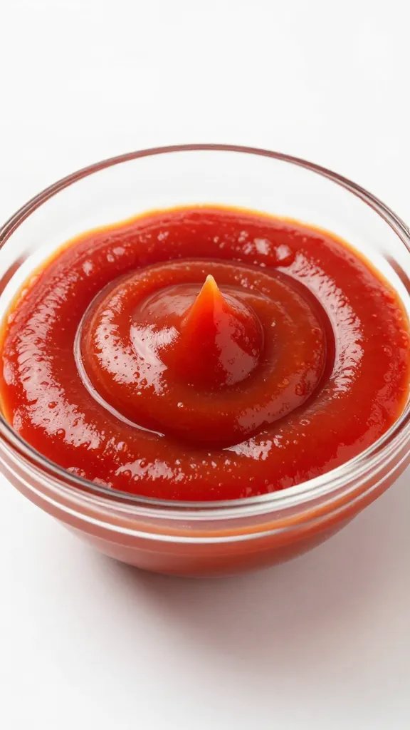 ketchup swirl in glass bowl, recipe base highlight