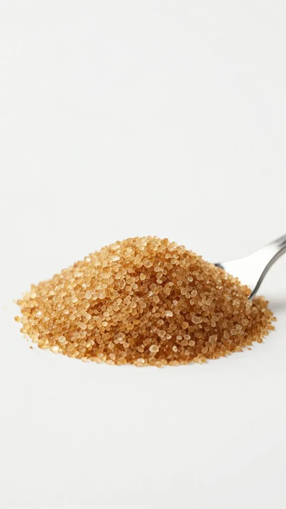 Brown sugar mound in tablespoon, studio lighting