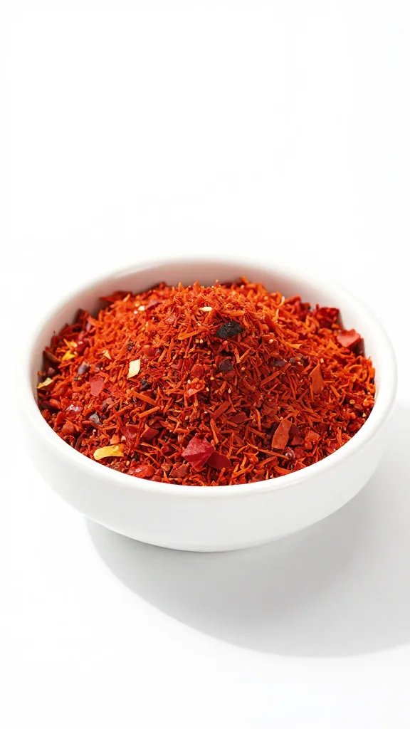 Smoked paprika in pinch bowl, vivid red texture